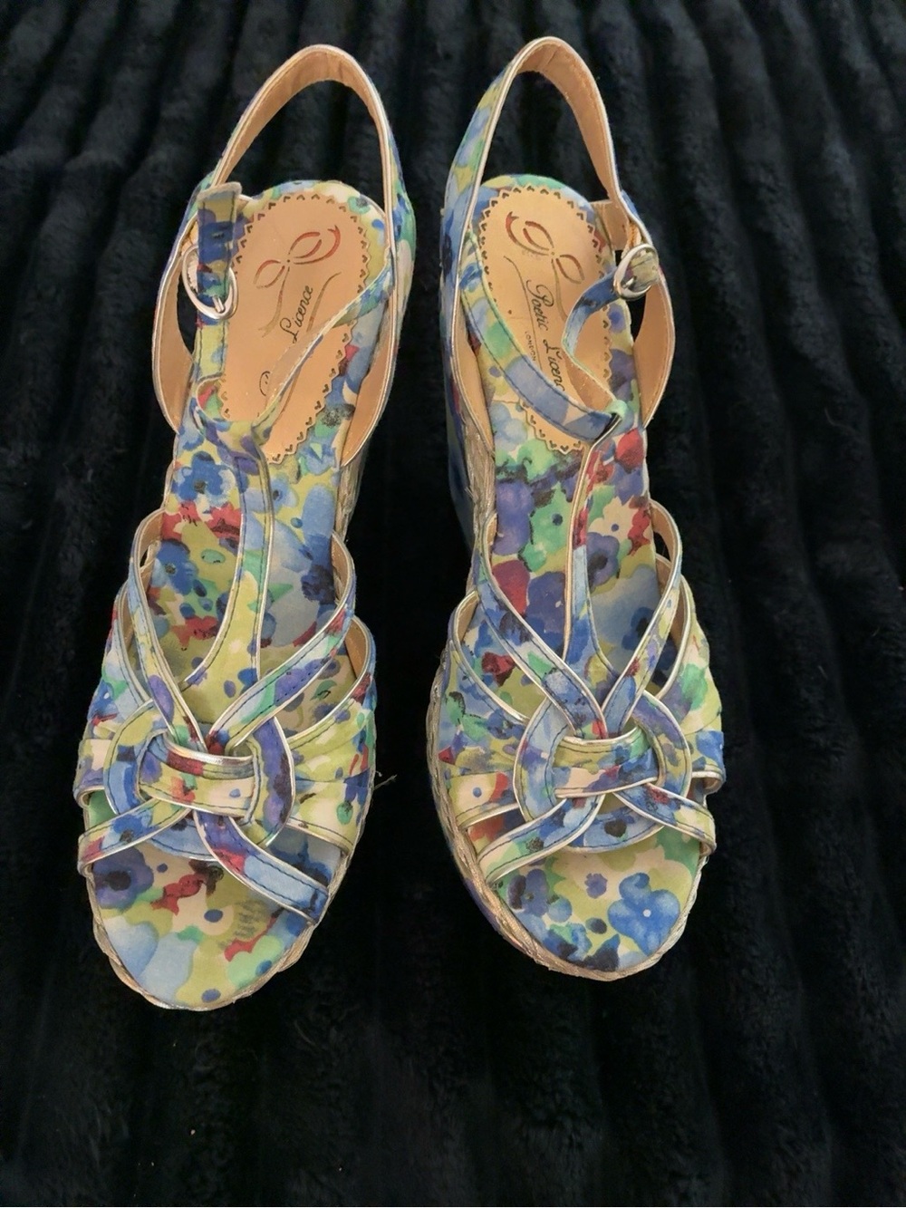 Poetic License Multicolor Floral Wedge Sandals